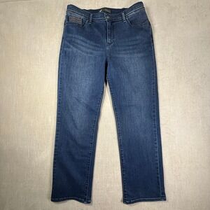 Levi's 512 Perfectly Slimming Jeans Women 14P Straight Leg Embroidered Denim